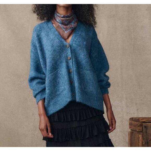 THE GREAT. Sweaters - NEW THE GREAT. the brushed melange cardigan in winteride blue